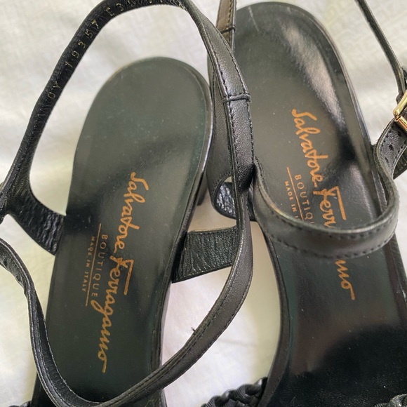 Salvatore Ferragamo Leather Black Dress Sandals - Picture 6 of 6